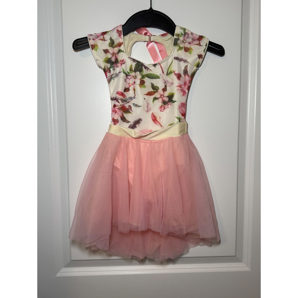 Revolution Dancewear Floral Lyrical Dance Costume Pink Tulle Skirt Girls XSC